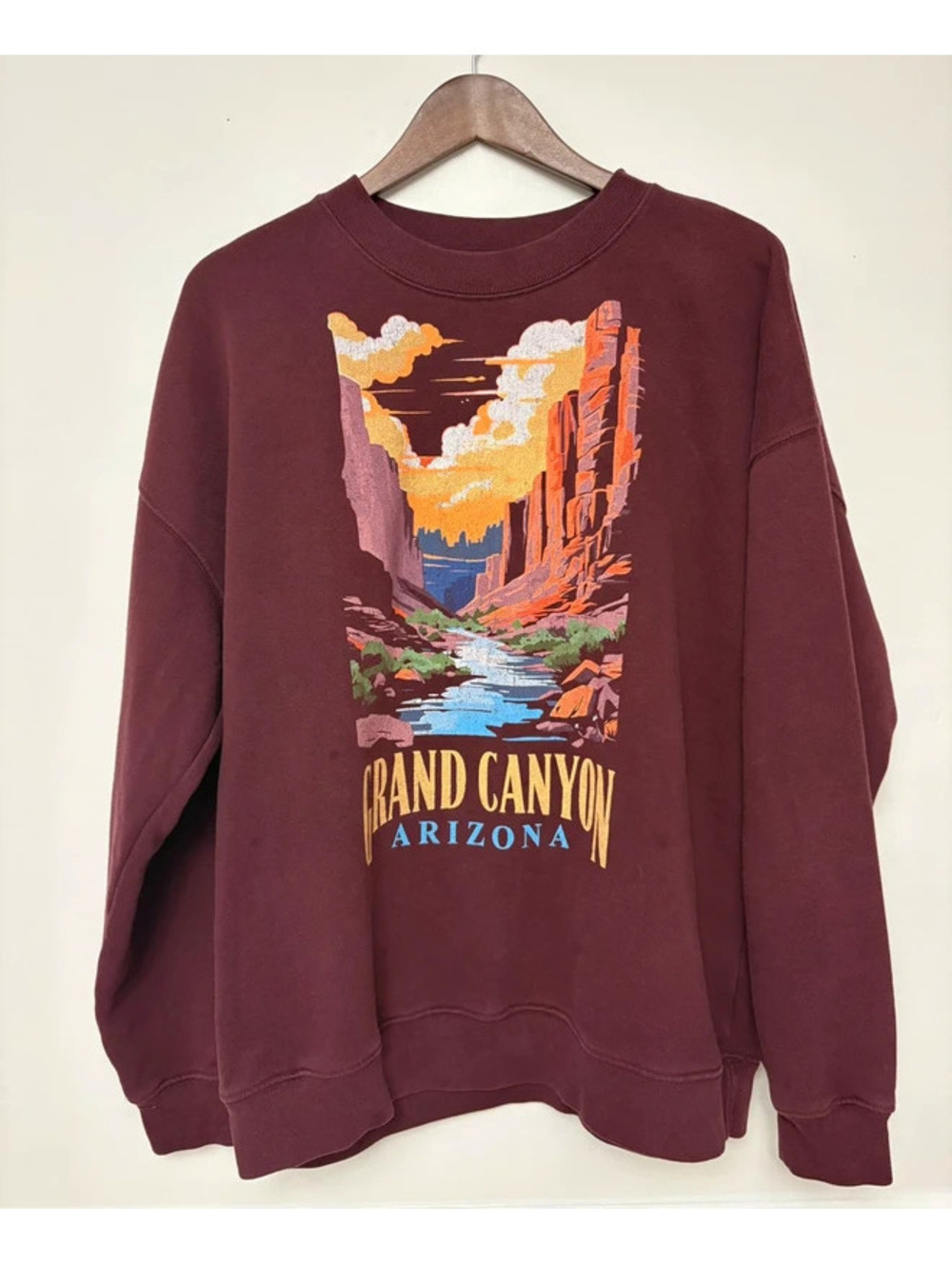 State of Mine Grand Canyon Arizona Sweatshirt Large Burgundy Graphic Pullover